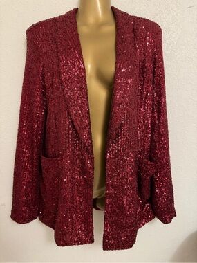 Sequined Red Party Blazer Jacket